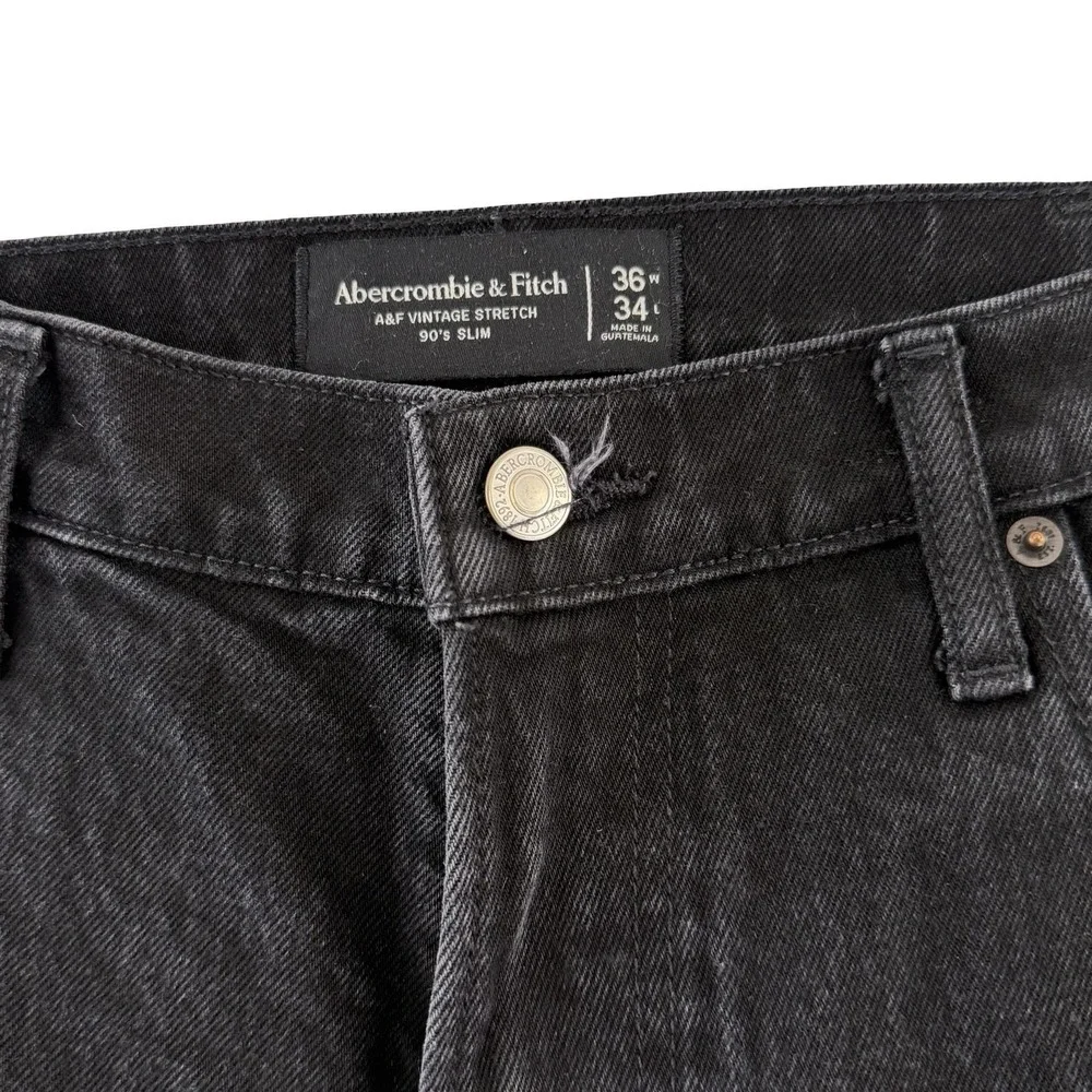 Abercrombie & Fitch 90s Slim Jeans Mens 36x33 Black A&F Vintage Stretch Denim